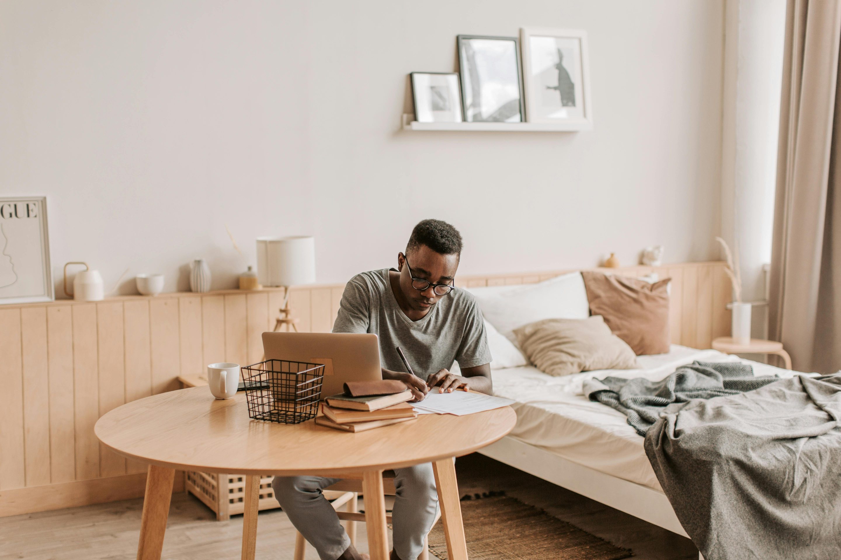 Man sitting at a desk working
